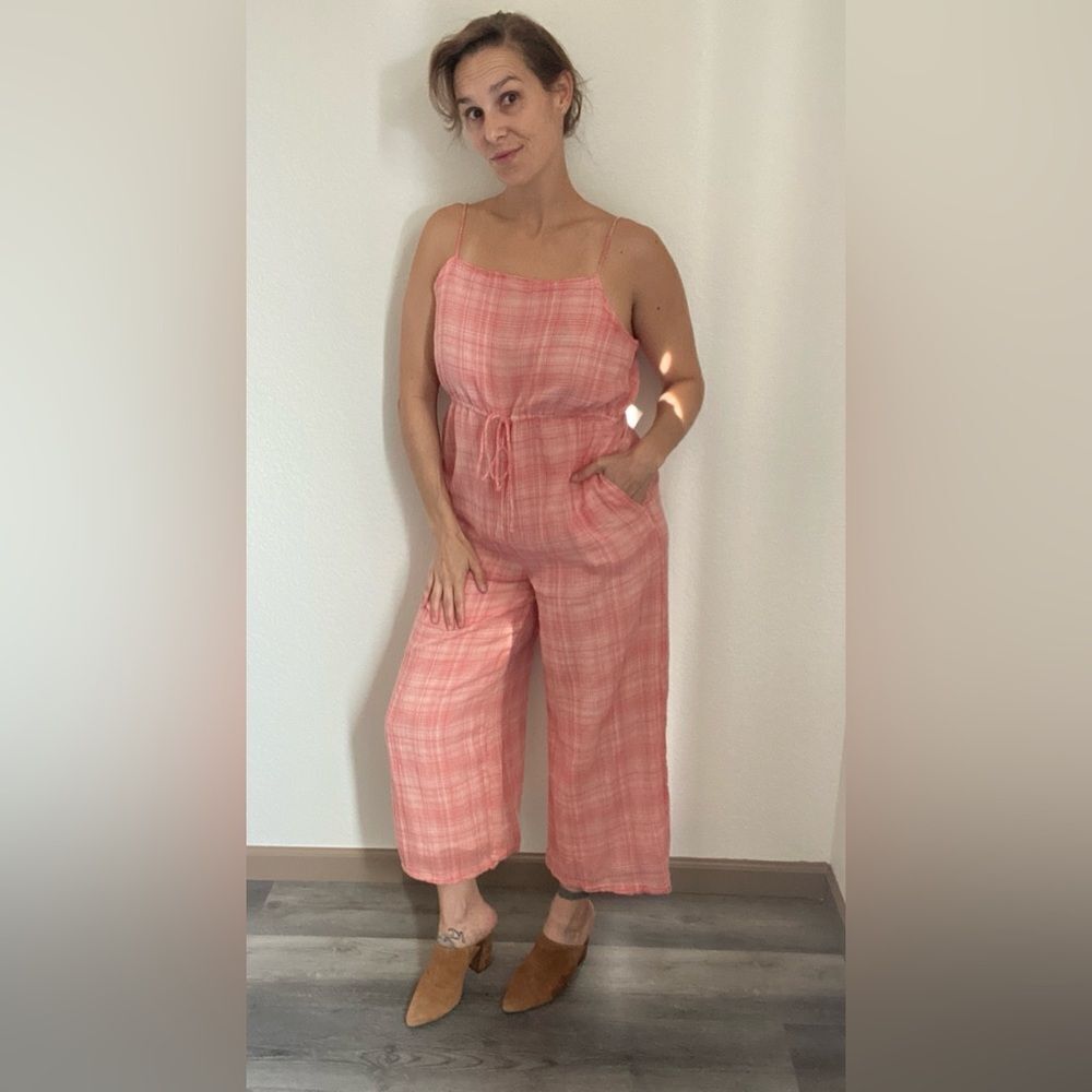 Urban Outfitters Audra Jumpsuit Gingham Plaid Medium Party Vacation Boho - Picture 2 of 15